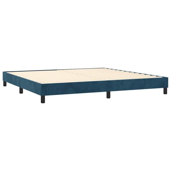 vidaXL Cama com molas/colch&atilde;o 200x200 cm veludo azul-escuro