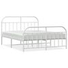 vidaXL Estrutura de cama com cabeceira e p&eacute;s 135x190 cm metal branco