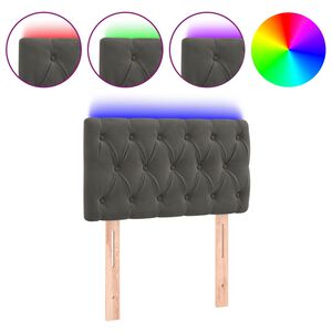 vidaXL Cabeceira de cama c/ luzes LED veludo 80x7x78/88cm cinza-escuro