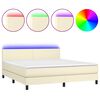 vidaXL Cama box spring c/ colch&atilde;o/LED 180x200cm couro artificial creme