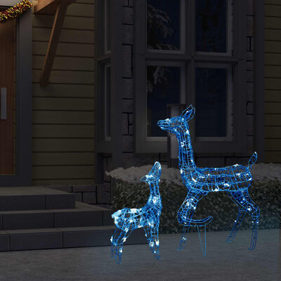 vidaXL Família de renas decorativa 160 luzes LED azuis acrílico