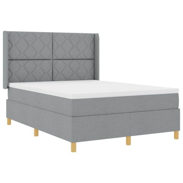 vidaXL Cama Box com colch&atilde;o Cinzento-claro 160 x 200 cm tecido