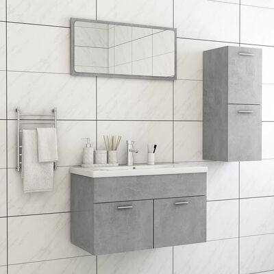 vidaXL Conjunto móveis casa de banho contraplacado cinzento cimento