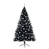 vidaXL &Aacute;rvore de Natal Artificial Pr&eacute;-iluminada Preto 180 cm PVC