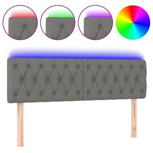 vidaXL Cabeceira de cama c/luzes LED tecido 160x7x78/88cm cinza-escuro