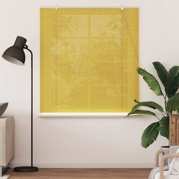 vidaXL Estores de rolo com cortinas Manual Amarelo 150 x 160 cm Bambu
