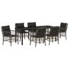 vidaXL Conjunto de Jantar para Jardim 7 pcs Cinzeto vime PE
