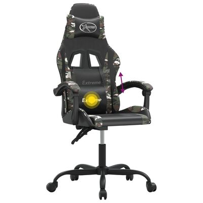 vidaXL Cadeira gaming giratória couro artificial preto e camuflado