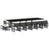 vidaXL 17 pcs conjunto de jantar p/ jardim c/ almofad&otilde;es vime PE preto