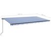 vidaXL Toldo retr&aacute;til manual com LED 600x300 cm azul e branco