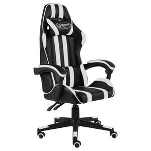vidaXL Cadeira estilo corrida couro artificial preto e branco