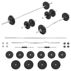 vidaXL Conjunto de barras e discos 30 Kg