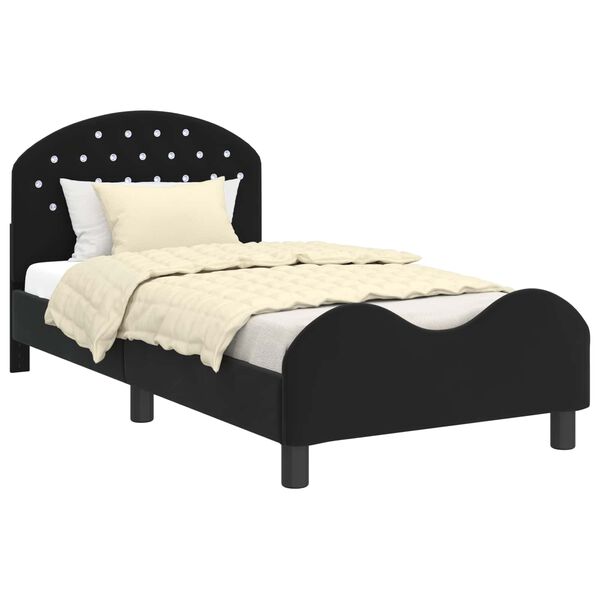 vidaXL Estrutura de Cama Infantil com Cabeceira Preto 80 x 160 cm