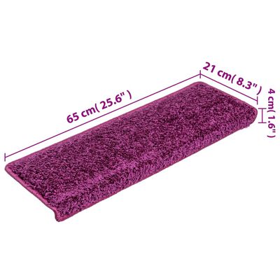 vidaXL Tapetes de escadas 5 pcs 65x21x4 cm violeta