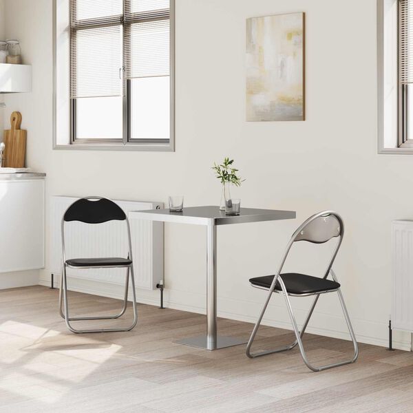 vidaXL Cadeira Dobr&aacute;vel 2 pcs Preto e Cinza 48 x 43,5 x 81 cm