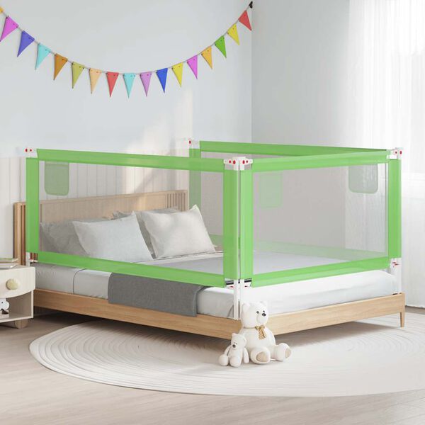 vidaXL Barra de seguran&ccedil;a p/ cama infantil tecido 200x25 cm verde