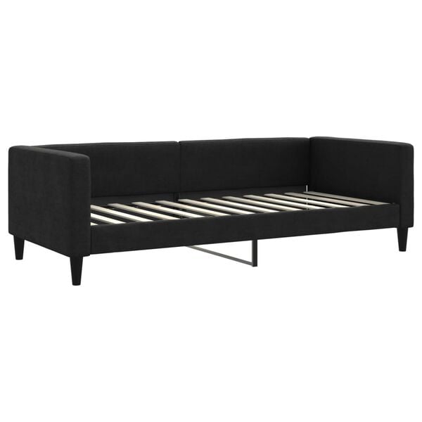 vidaXL Sof&aacute;-cama com colch&atilde;o 90x200 cm tecido preto