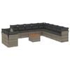 vidaXL 12 pcs conjunto de sof&aacute;s jardim c/ almofad&otilde;es vime PE cinzento