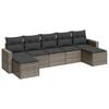 vidaXL 7 pcs conjunto sof&aacute;s p/ jardim c/ almofad&otilde;es vime PE cinzento