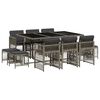 vidaXL 11 pcs conjunto jantar p/ jardim c/ almofad&otilde;es vime PE cinzento