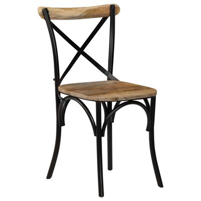 vidaXL Cadeiras costas em cruz 4 pcs madeira mangueira maciça preto