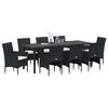 vidaXL Conjunto de Jantar para Jardim com almofada 9 pcs Preto vime PE