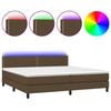vidaXL Cama box spring c/ colch&atilde;o/LED 200x200cm tecido castanho-escuro