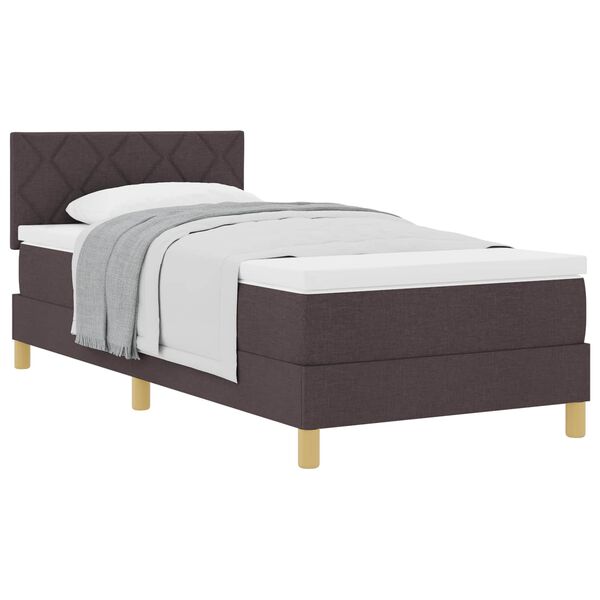 vidaXL Cama Box com colch&atilde;o Marrom Escuro 90 x 190 cm tecido