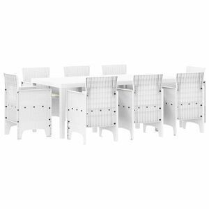 vidaXL Conjunto de Jantar para Jardim 9 pcs Branco Polipropileno