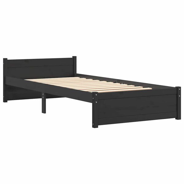vidaXL Estrutura de cama 90x200 cm madeira maci&ccedil;a preto