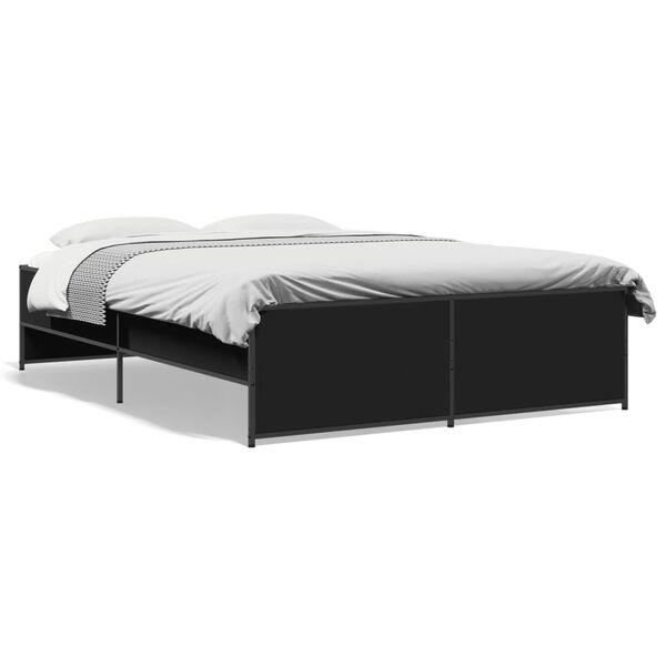 vidaXL Estrutura de cama 120x200 cm derivados de madeira/metal preto