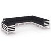 vidaXL 10 pcs conj. lounge de jardim c/ almofad&otilde;es pinho maci&ccedil;o branco