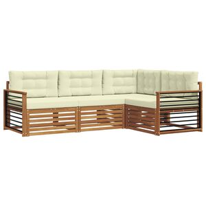 vidaXL Conjunto de Sof&aacute;s para Exterior 4 pcs Natural e Creme