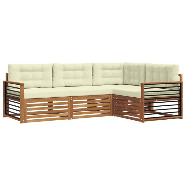 vidaXL Conjunto de Sof&aacute;s para Exterior 4 pcs Natural e Creme