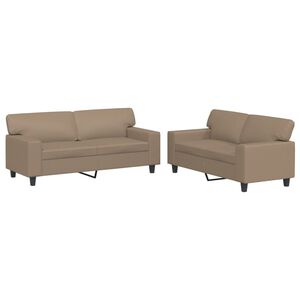 vidaXL 2 pcs conjunto de sof&aacute;s couro artificial cor cappuccino