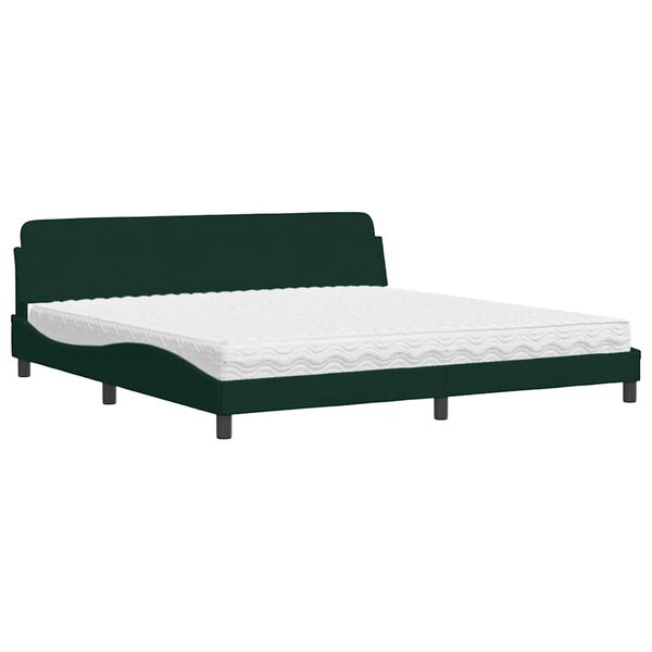 vidaXL Cama com colch&atilde;o Dover 200x200 cm veludo verde-escuro