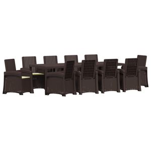 vidaXL Conjunto de Jantar para Jardim 11 unid. Castanho e Creme PP