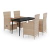 vidaXL 5 pcs conjunto de jantar para jardim com almofad&otilde;es bege