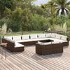 vidaXL 12 pcs conjunto lounge jardim c/ almofad&otilde;es vime PE castanho