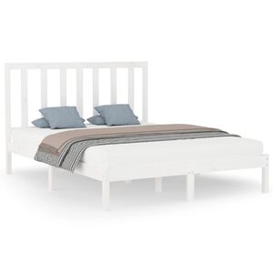 vidaXL Estrutura de cama 160x200 cm madeira maci&ccedil;a branco