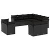 vidaXL 11 pcs conjunto sof&aacute;s de jardim c/ almofad&otilde;es vime PE preto