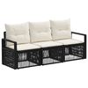 vidaXL Conjunto de Sof&aacute; de Jardim 3 pcs Preto vime PE