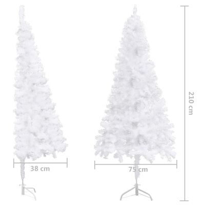 vidaXL Árvore Natal artif. canto c/ luzes LED/bolas 210 cm PVC branco