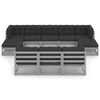 vidaXL 10pcs conjunto lounge de jardim + almofad&otilde;es pinho maci&ccedil;o cinza