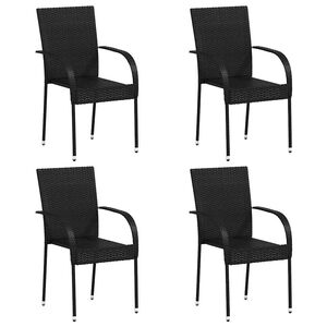 vidaXL Cadeiras de exterior empilh&aacute;veis 4 pcs vime PE preto