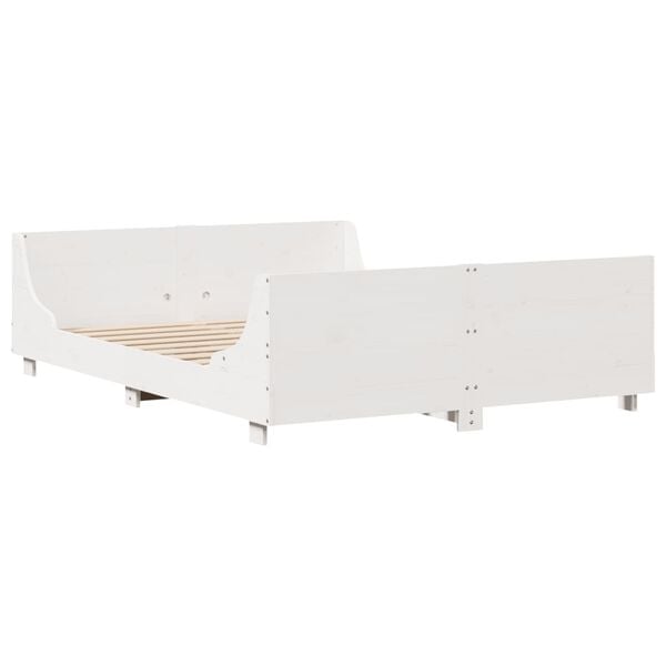 vidaXL Cama sem colch&atilde;o 135x190 cm madeira de pinho maci&ccedil;a branco