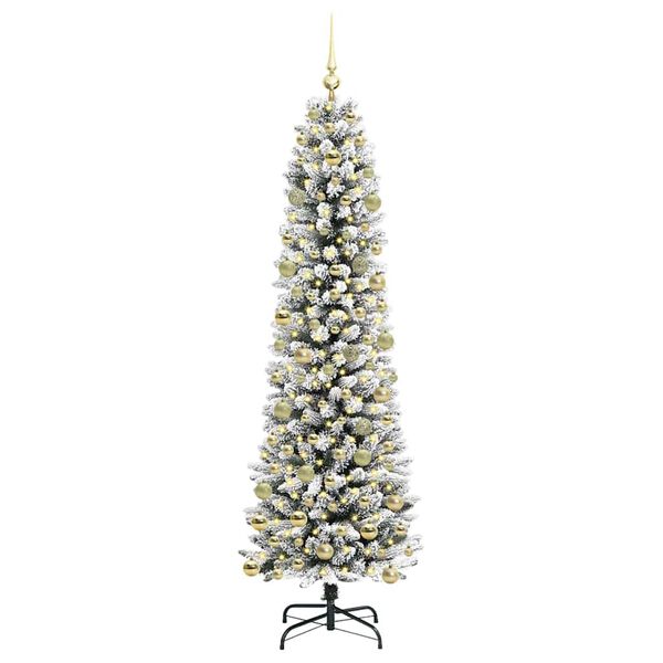 vidaXL &Aacute;rvore de Natal Artificial Branco 210 cm PVC, Metal e Pl&aacute;stico