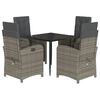vidaXL 5 pcs conjunto de jantar p/ jardim c/ almofad&otilde;es vime PE cinza