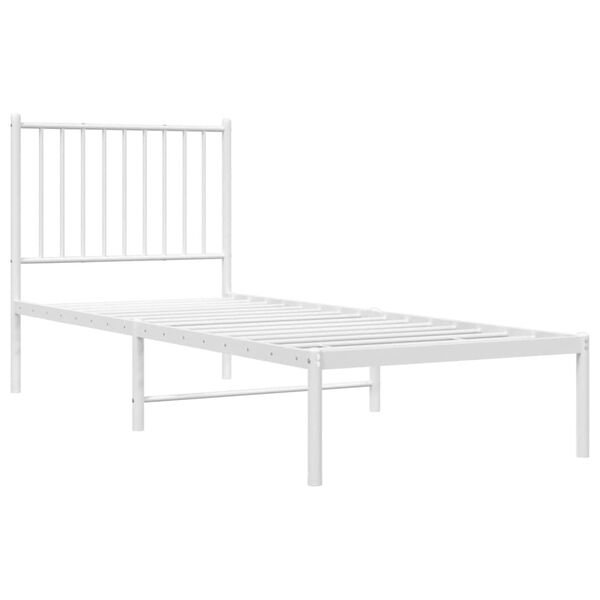 vidaXL Estrutura de cama sem colch&atilde;o com cabeceira 75x190 cm branco