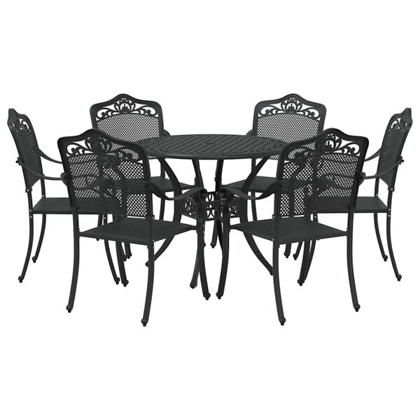 vidaXL Conjunto de Jantar para Jardim 7 pcs Preto 90 x 90 x 75 cm